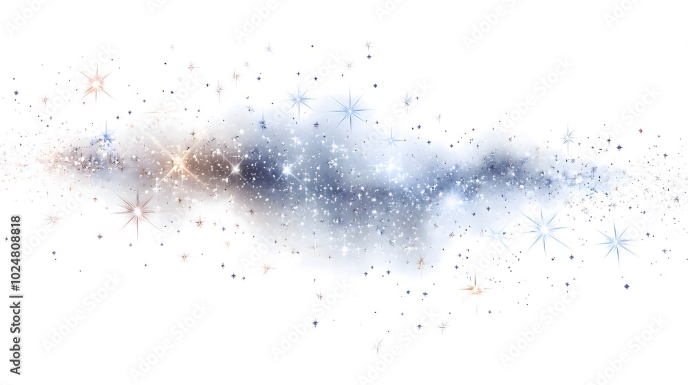A glittering galaxy of stars with a white background. A glittering galaxy of stars with a white background.
