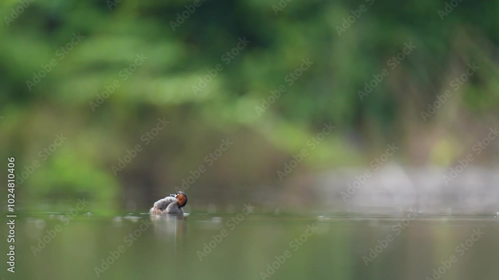 Little Grebe Mother bird and her chicks in the water. Little Grebe Mother bird and her chicks in the water.