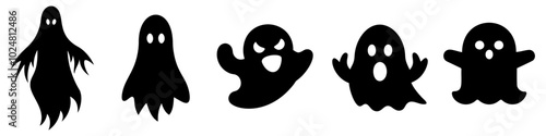 boo silhouette set. Halloween ghosts