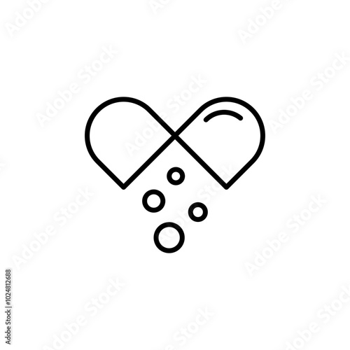Single open pill line icon, simple health equipment flat design vector pictogram, infographic for app logo website button banner ui ux interface elements isolated.