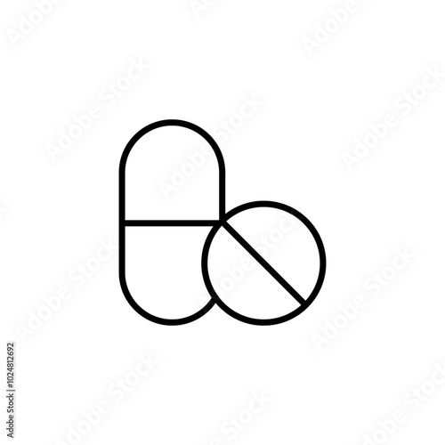 Simple flat minimalist medicine of pills and capsules. Health care basic element graphic resources.