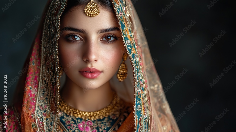 Pakistani Woman in Traditional Shalwar Kameez Pakistani Woman in Traditional Shalwar Kameez