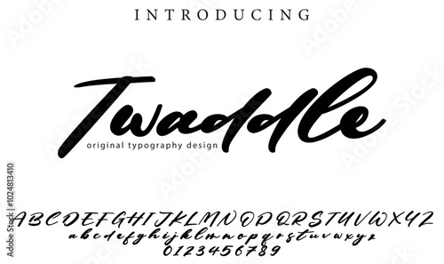 Twaddle Font Stylish brush painted an uppercase vector letters, alphabet, typeface