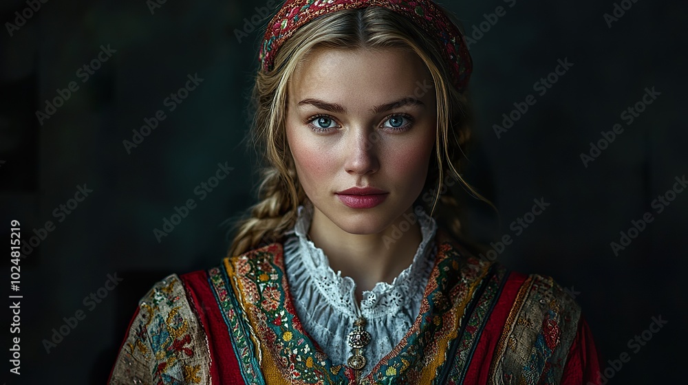 Fototapeta premium Swedish Folk Dress: Vibrant Tradition