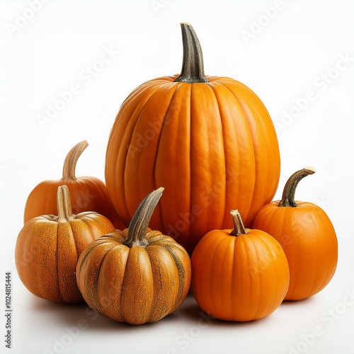 a lot of pumpkins isolated on white