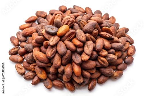 cocoa beans on white background