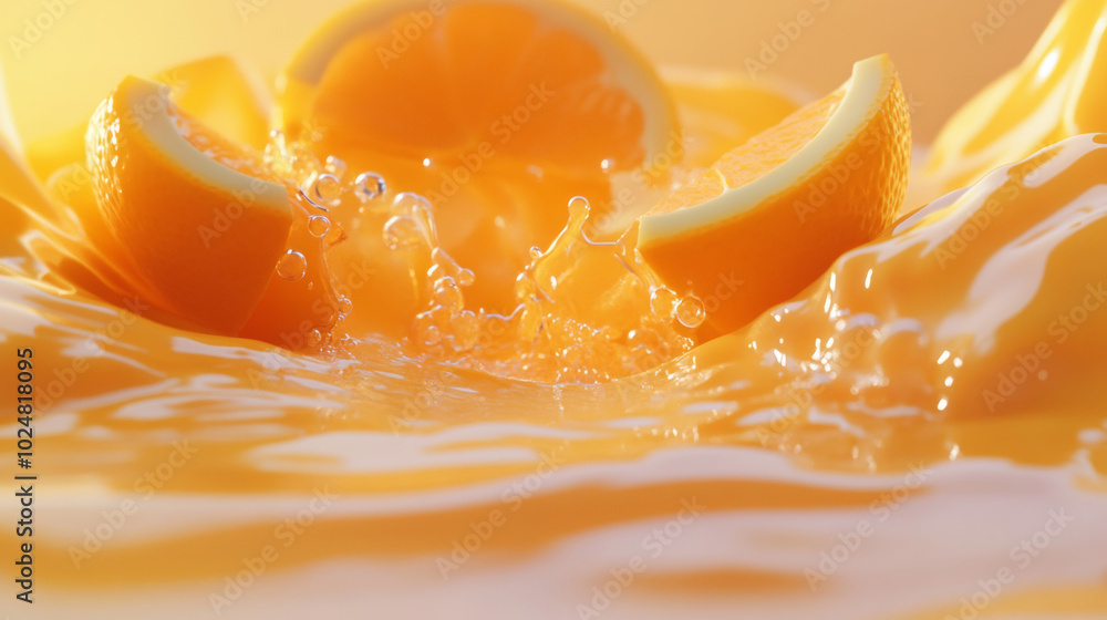 3D drop splash of orange juice fresh citrus wave beverage drinks background 3D drop splash of orange juice fresh citrus wave beverage drinks background