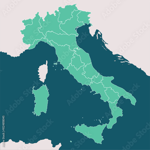Detailed map of Italy with regions.