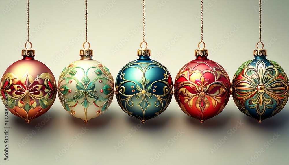 christmas ornament isolated in a row christmas ornament isolated in a row