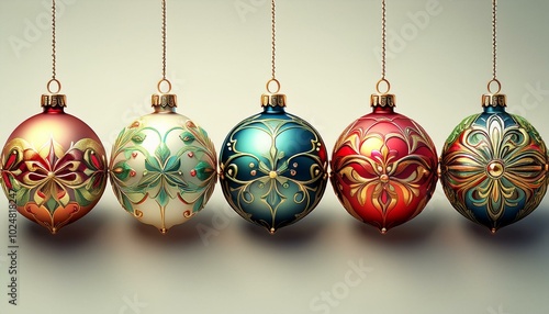 christmas ornament isolated in a row