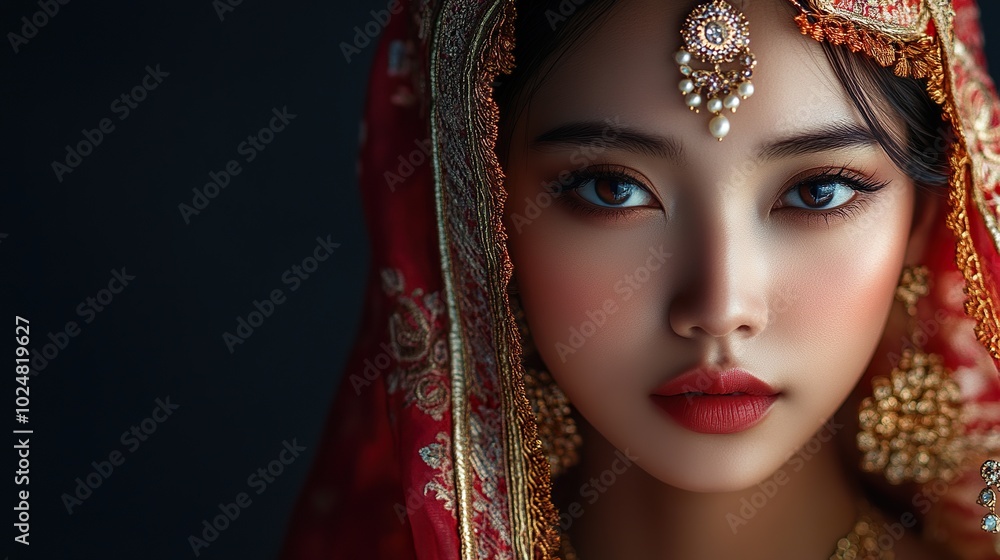 Singaporean Woman in Traditional Attire on a Dark Background Singaporean Woman in Traditional Attire on a Dark Background
