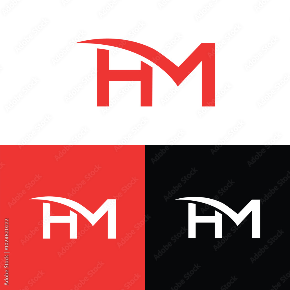 Creative modern, minimalist, initial, lettermark HM or MH brand and company logo. Creative modern, minimalist, initial, lettermark HM or MH brand and company logo.