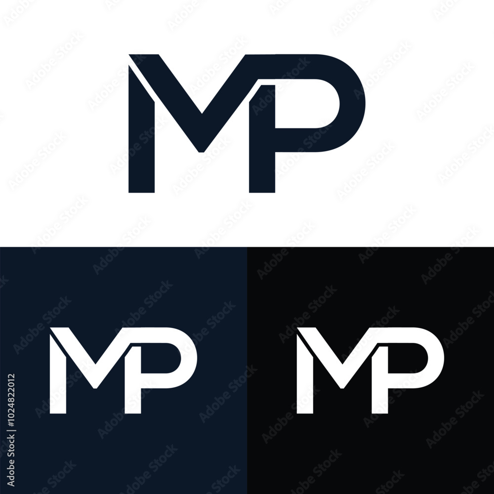 Creative modern, minimalist, initial, lettermark MP brand and company logo. Creative modern, minimalist, initial, lettermark MP brand and company logo.