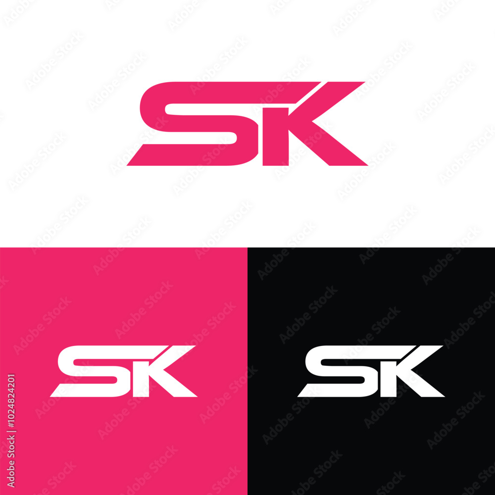 Creative modern, minimalist, initial, lettermark SK brand and company logo. Creative modern, minimalist, initial, lettermark SK brand and company logo.