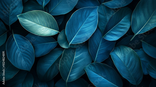 Tropical Leaves Background. Blue Abstract Leaves
