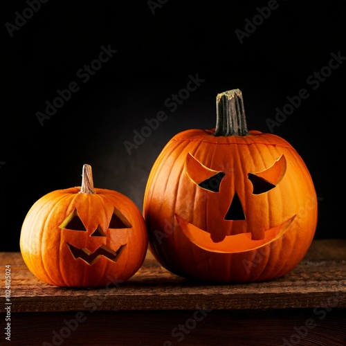 halloween pumpkins on black