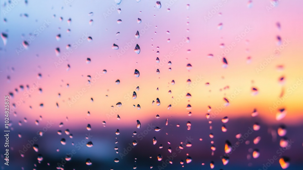 Sunset Serenity, an artistic depiction of raindrops adorning a window, reflecting warm sunset hues, creating a tranquil atmosphere, perfect for adding personal messages. Sunset Serenity, an artistic depiction of raindrops adorning a window, reflecting warm sunset hues, creating a tranquil atmosphere, perfect for adding personal messages.