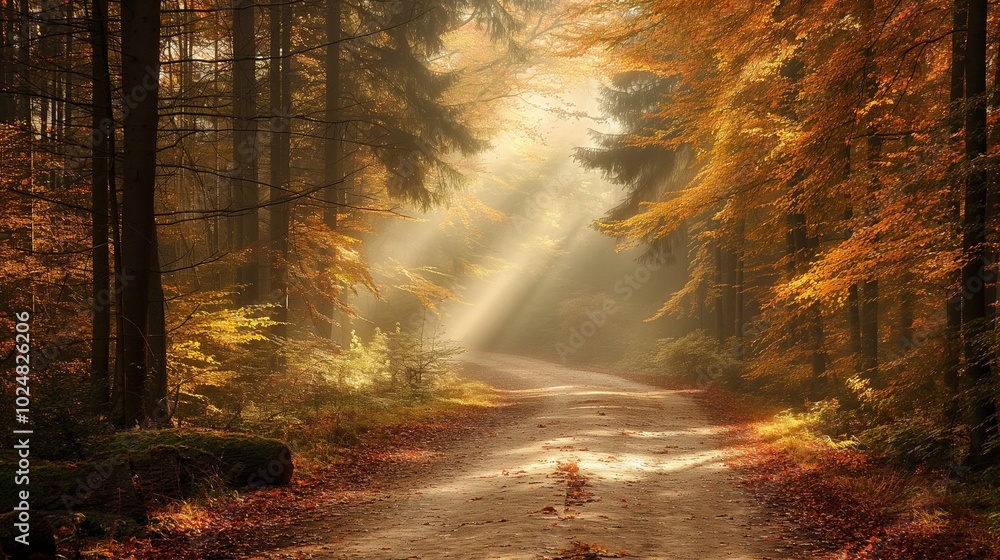 Obraz premium quiet forest path, lit only by the soft glow