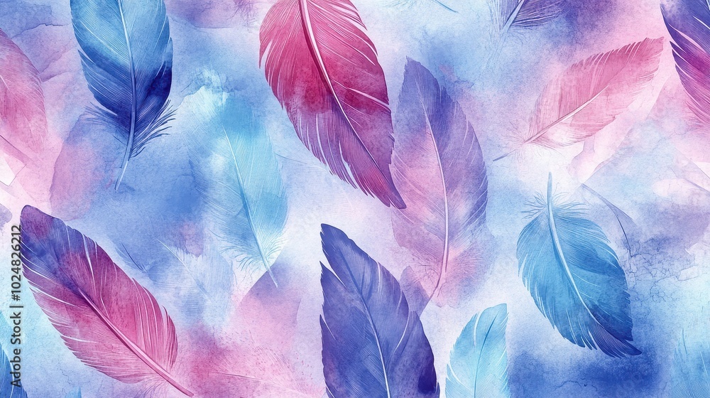 Ethereal Feather Dreamscape in Pastel Hues Ethereal Feather Dreamscape in Pastel Hues