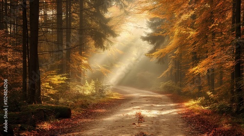 quiet forest path, lit only by the soft glow