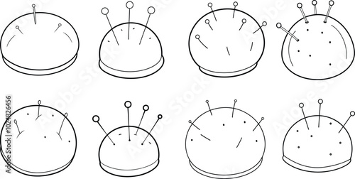 Needlework Tools: Pincushions with Pins
