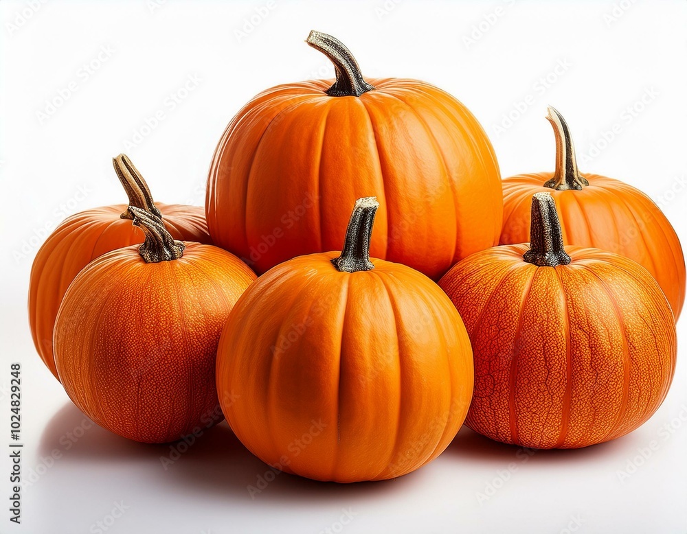 many orange pumpkins on white many orange pumpkins on white