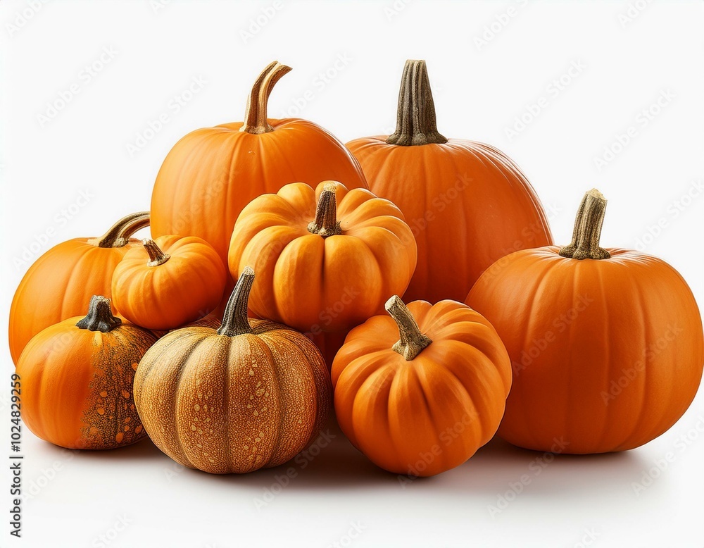 many pumpkins isolated on white many pumpkins isolated on white