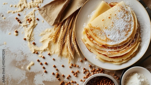 Sorghum flour crepes flat bread gluten free on plate healthy food