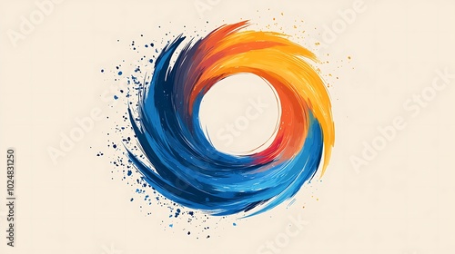 Abstract Colorful Swirl Circle with Splashes Graphic Design Element