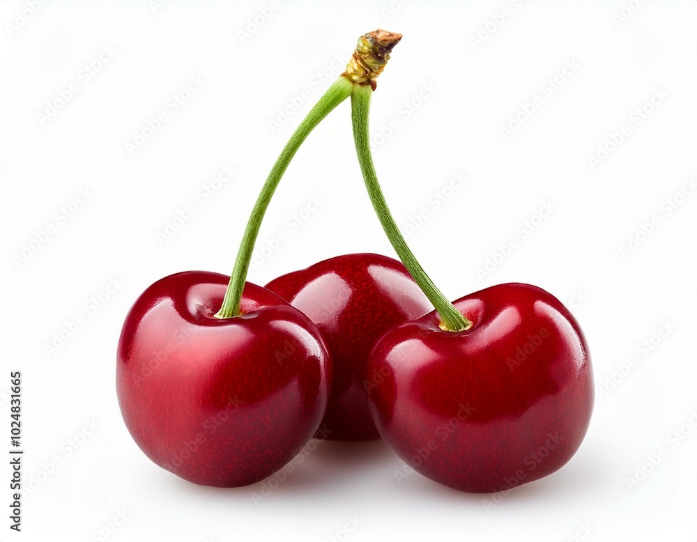 three cherries isolated on white background three cherries isolated on white background