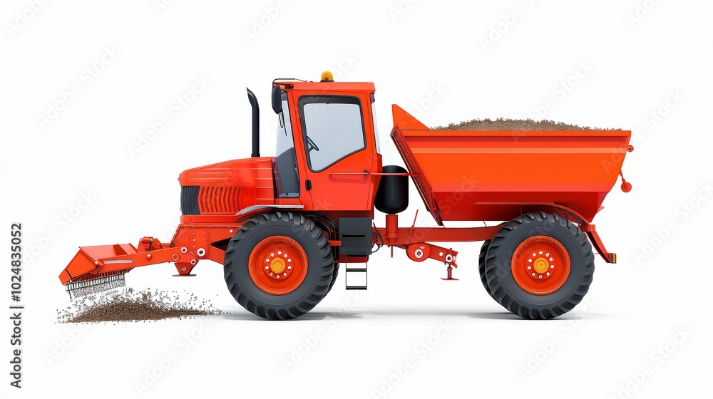 Orange Fertilizer Spreader on White Background Orange Fertilizer Spreader on White Background