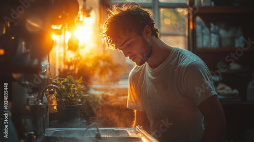 man doing house duties