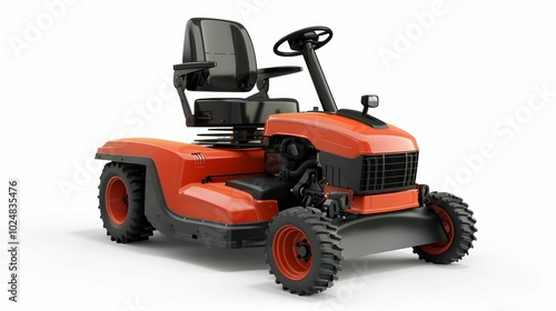 Isolated Lawn Mower on White Background