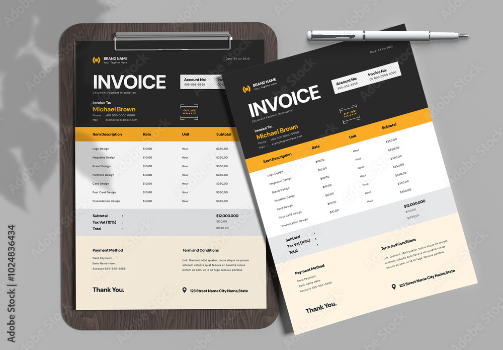 Invoice Statement Design Invoice Design Layout Stock Template | Adobe Stock