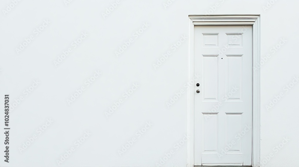 A white door on a smooth white background, photographed A white door on a smooth white background, photographed