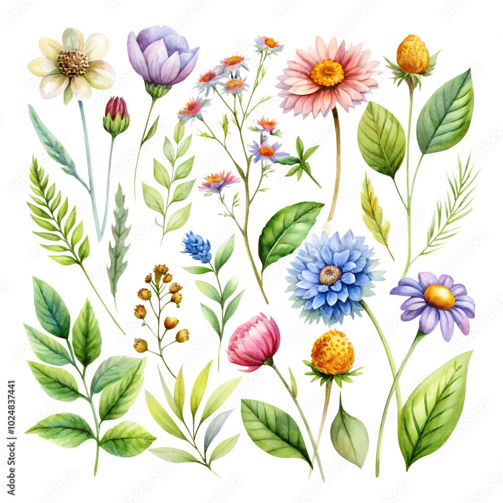 Plants and flowers in a isolated transparent background,Watercolor wildflowers and leaves illustration set, Set of wildflowers, Watercolor floral,wedding invitation, pattern,leaf,Nature clip art,Ai Plants and flowers in a isolated transparent background,Watercolor wildflowers and leaves illustration set, Set of wildflowers, Watercolor floral,wedding invitation, pattern,leaf,Nature clip art,Ai