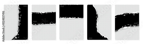 Black grunge posters, banners for notes, ad or announcement with place for photos.