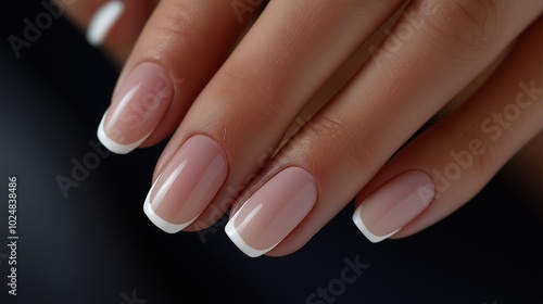 Wallpaper Mural Women's manicure with a delicate French design, gel polish with white stripes Torontodigital.ca