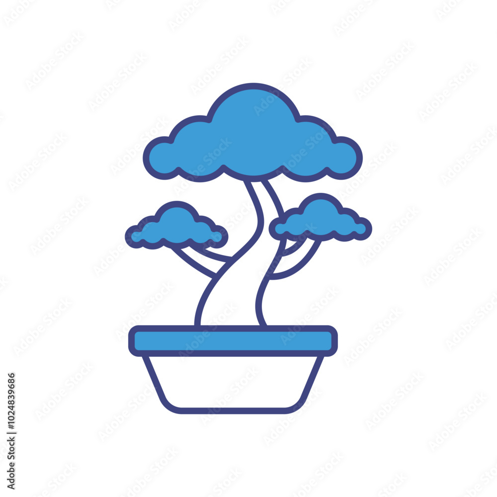Bonsai Pot vector icons stock illustration