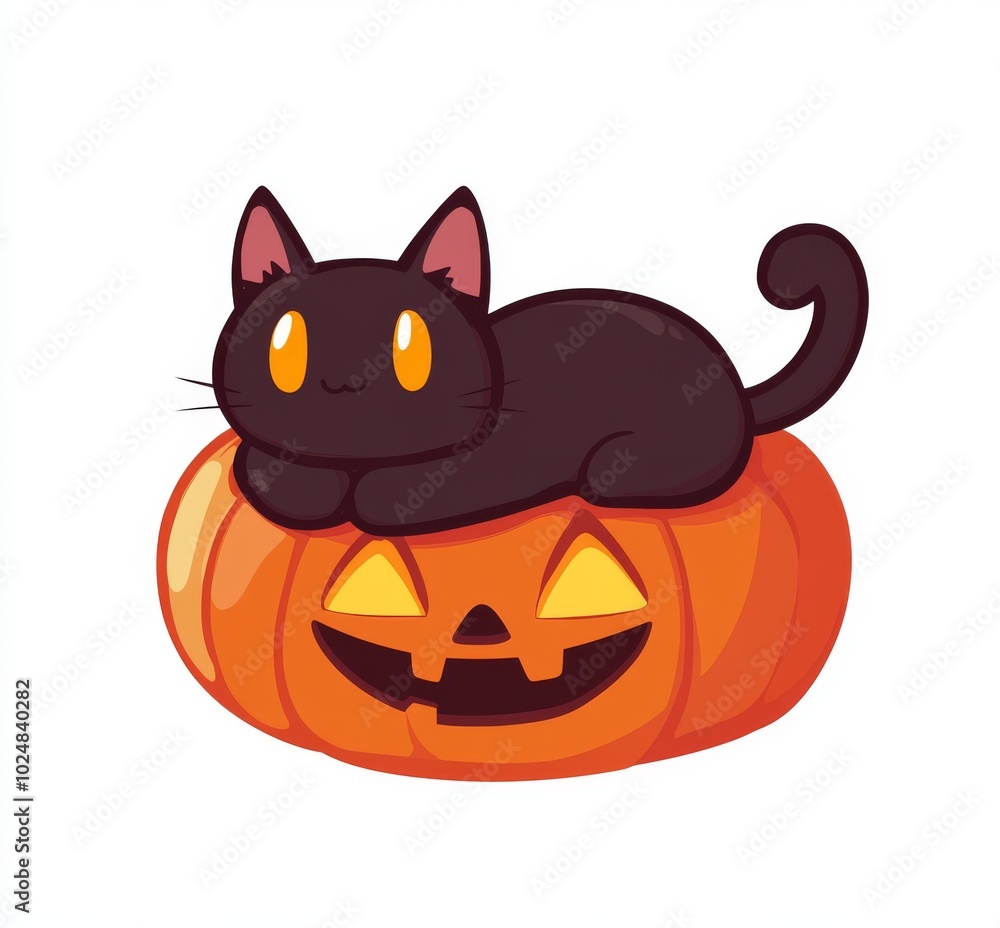 Cartoon illustration of a cute black cat for Halloween Cartoon illustration of a cute black cat for Halloween