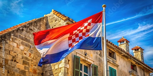 Grunge Croatia Flag with Waving Texture - Architectural Photography of Croatia's Heritage