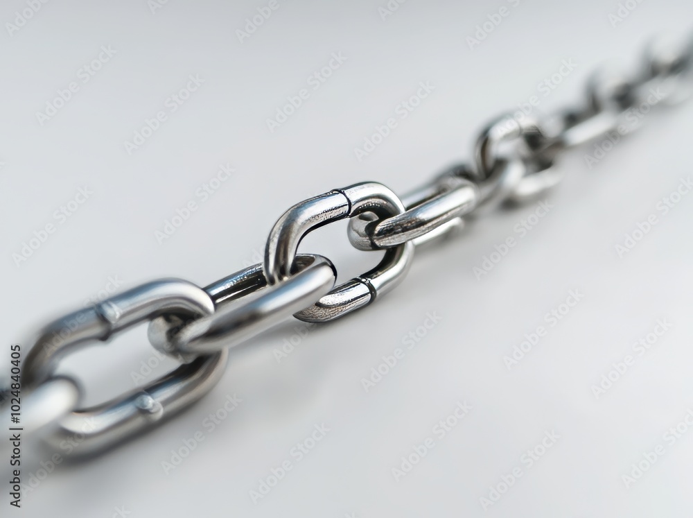 Fototapeta premium A metal alloy steel chain is a very strong industrial chain