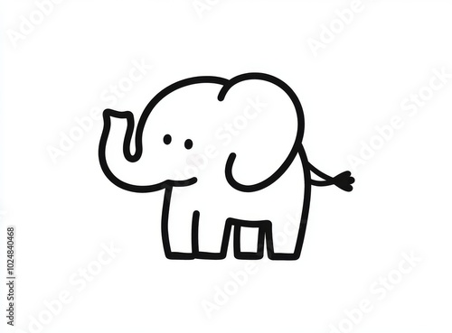 Elephant, cartoon animal, wild animal, zoo, coloring book, hand drawn, illustration, wearing white