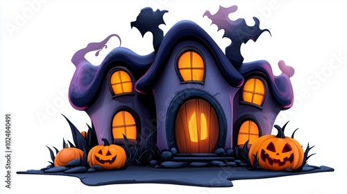 Spooky Cartoon Haunted House for Halloween Fun photo