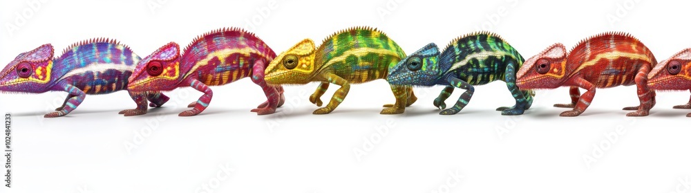 Obraz premium Colorful and adaptable cartoon chameleon.