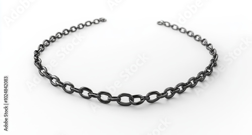 With clipping path, a metal chain is isolated on a white background