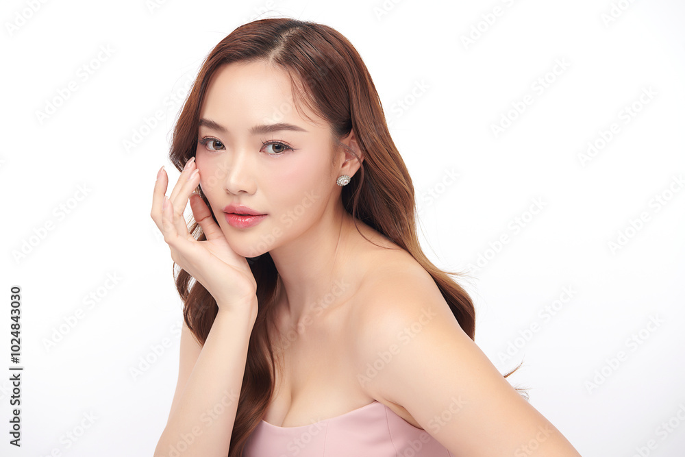 Beautiful young asian woman with clean fresh skin on white background, Face care, Facial treatment, Cosmetology, beauty and spa, Asian women portrait. Beautiful young asian woman with clean fresh skin on white background, Face care, Facial treatment, Cosmetology, beauty and spa, Asian women portrait.