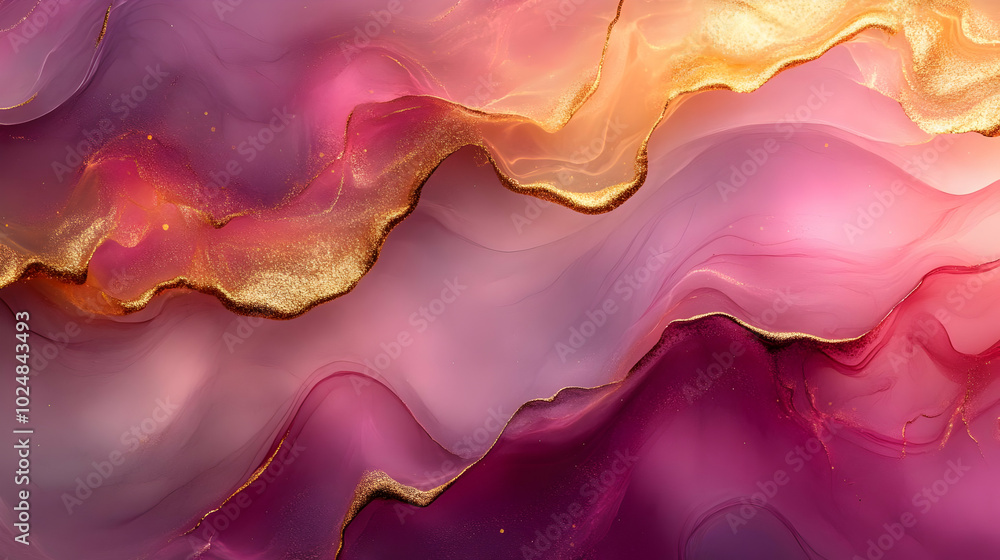 Abstract fluid art in pink and gold hues. Abstract fluid art in pink and gold hues.