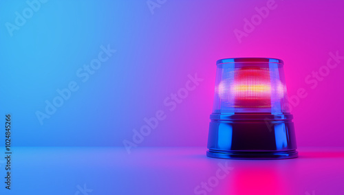 Obraz na płótnie A flashing siren light emitting bright bursts, typically used for emergency situations or to grab attention in urgent scenarios. Ideal for highlighting alerts or danger. w salonie