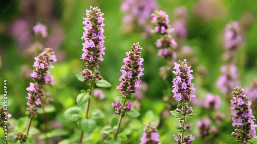 Thyme Plant in Aromatic Herb Garden: Growing Fragrant Mediterranean Perennial Thyme Plant in Aromatic Herb Garden: Growing Fragrant Mediterranean Perennial